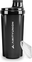Protein Shaker 500 ml "Heaven" lekvrij, BPA-vrij met klikbare zeef en weegschaal voor romige wei-shakes, gym fitness cups voor isolaten en sportconcentraten, origineel in Zwart | 500ml