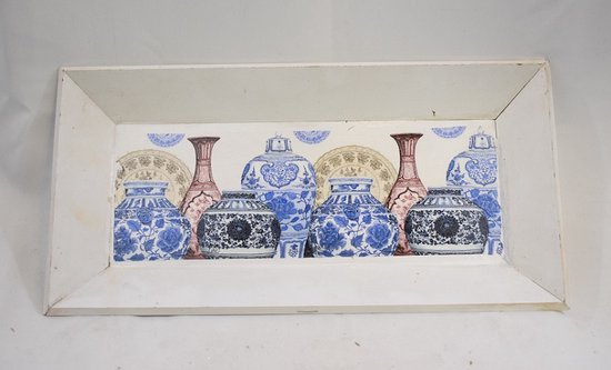 Decoratief dienblad - plateau - Vintage - decoupage - 40 x 20 cm - Hoogte 4 cm