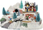 Kersthuisjebestellen - Kersthuis met spelende Kinderen - Fiber Optic rivier - Draaischijf - Ledverlichting - B/O - Kersthuisjes & Kerstdorpen