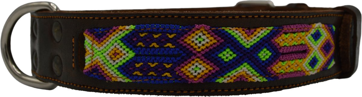 Bohemi Ibiza honden halsband, maat XLarge, 50 - 62cm, Bruin leer