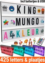 Lightbox A4 Kleur + 425 light box letters & plaatjes (sinterklaas kerst) - incl batterijen & Afstandsbediening & USB - King Mungo