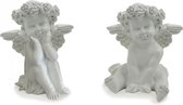 Set van 2 kleine Engelen met rozenkroon in het haar 8x7x6cm