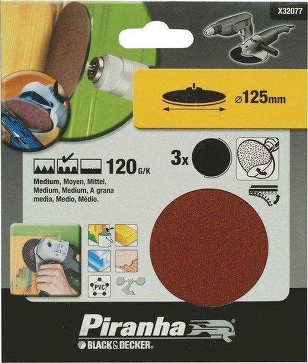 Piranha Schuurschijf 125 mm zelfhechtend 120K 3stuks X32077