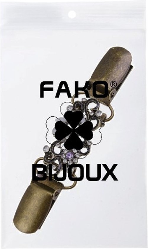 Fako Bijoux® - Vestsluiting - Vestclip - Wave - Kristal - Bronskleurig - Fako Bijoux®