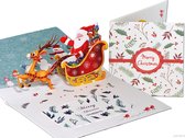 Popcards popup kerstkaarten - Kerstkaart Kerstman met Rendier en Arrenslee pop-up kaart 3D wenskaart