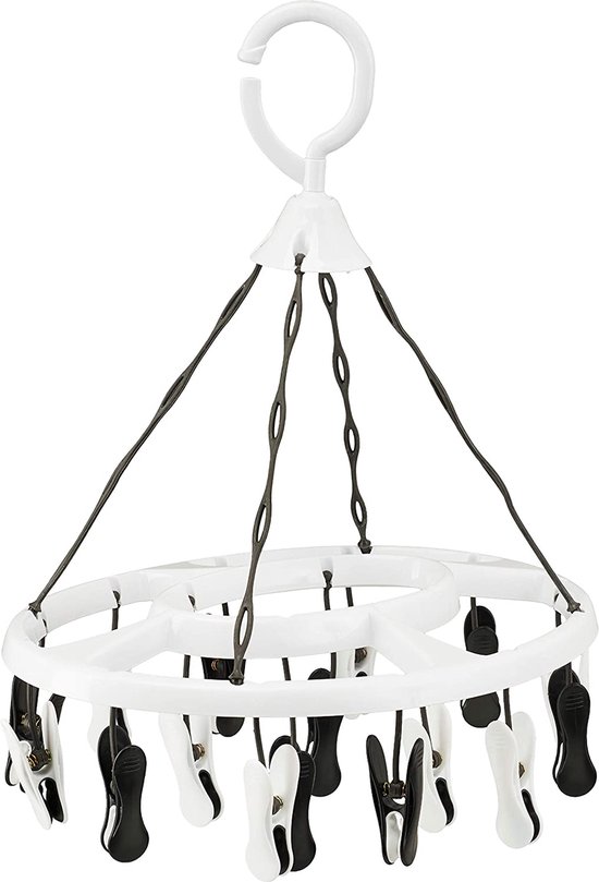 Lot 48 Pinces à Linge + Panier 2 étages - Plastique Recyclé Résistant - Pour Corde à Linge Extérieur/intérieur