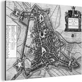 Un ancien plan de ville noir et blanc de 's-Hertogenbosch Aluminium - Plan d'étage 160x120 cm - Tirage photo sur Aluminium (décoration murale métal) XXL / Grand format!