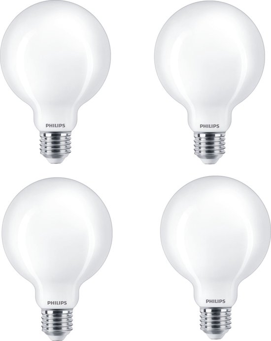 4 stuks Philips LED Globelamp G120 E27 13W 2000lm 2700K Mat Niet dimbaar Ø12cm