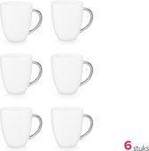 vtwonen Mugs avec Oreille - Service Set - Wit - Argent - Set de 6 - 250ml