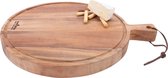 Bowls and Dishes Pure Teak Wood Borrelplank - Tapasplank - Kaasplank - Hapjesplank - Serveerplank rond Ø 35 x 3 cm met sapgoot - Nazomertip!