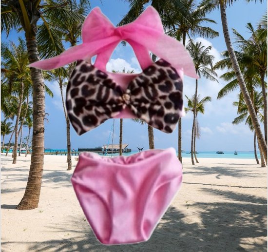 Maat 68 Bikini roze Dierenprint panterprint badkleding baby en kind zwemkleding - Merkloos