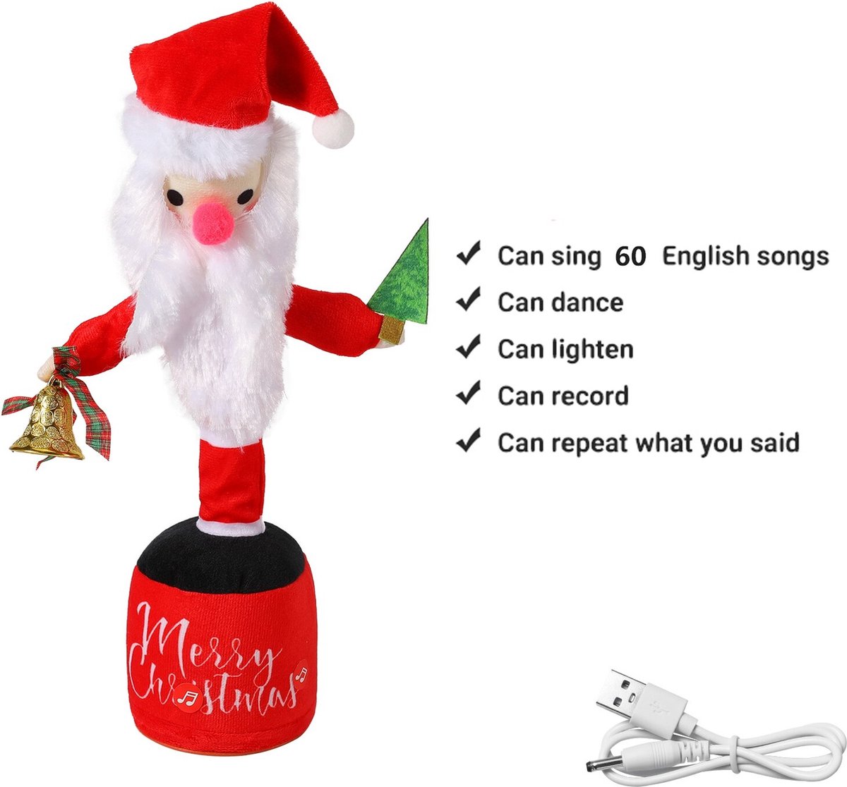 Kerst Dansende pop - Kerstman - Zingen Dansen Decoratie - Kerstcadeau voor  Kinderen -... | bol.com