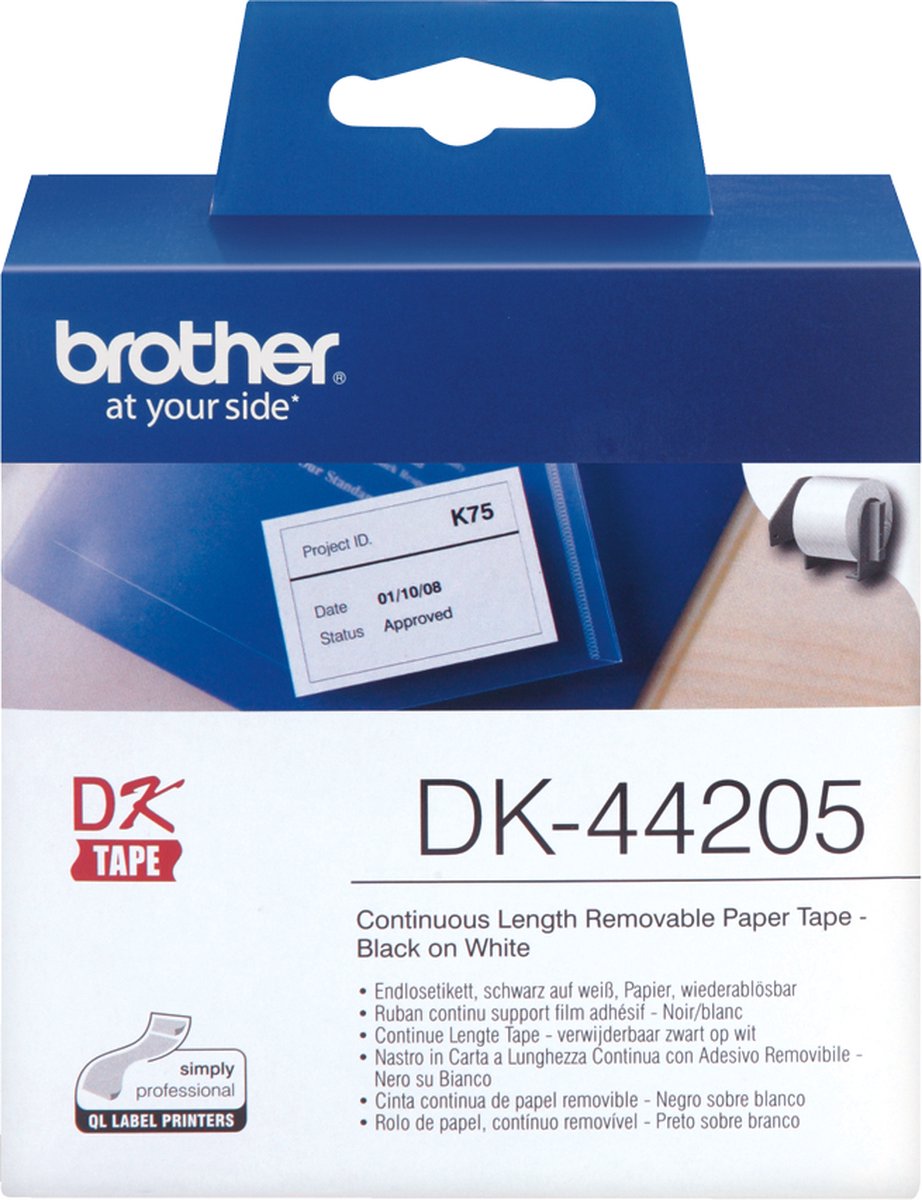 DK-44205 Continue Length Tape: 62mm - Thermal paper - white - removable (30.48m)