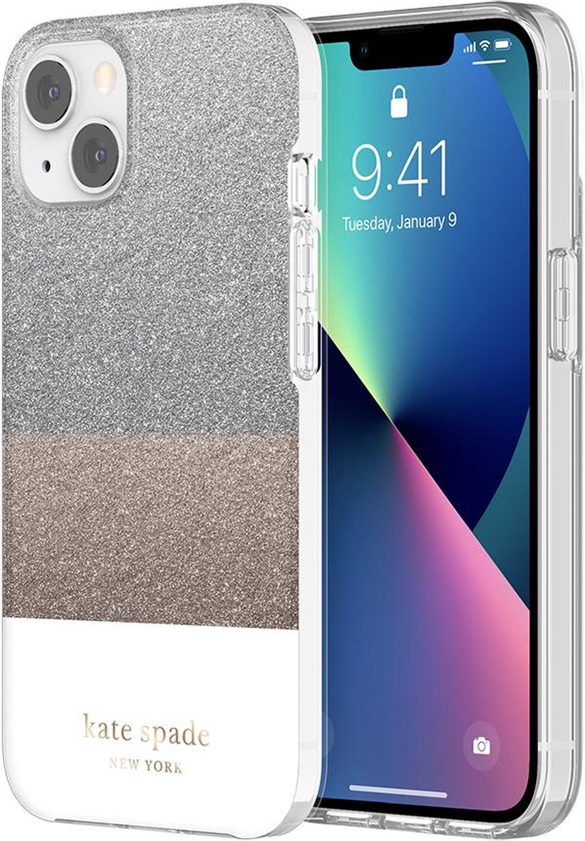 kate spade Protective Hardshell Case for iPhone 13 - Glitter Block White