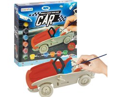Grafix Auto Constructiespeelgoed - Houten bouwpakket | Inclusief verf | Knutselpakket voor kinderen | Houten voertuigen bouwen