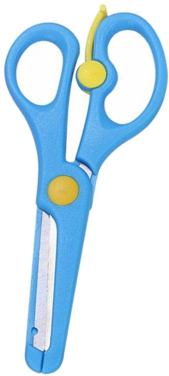 Fako Bijoux® - Kinderschaar - Easy Open - Stainless Steel - Plastic Punt - 13.5cm - Blauw - Fako Bijoux®