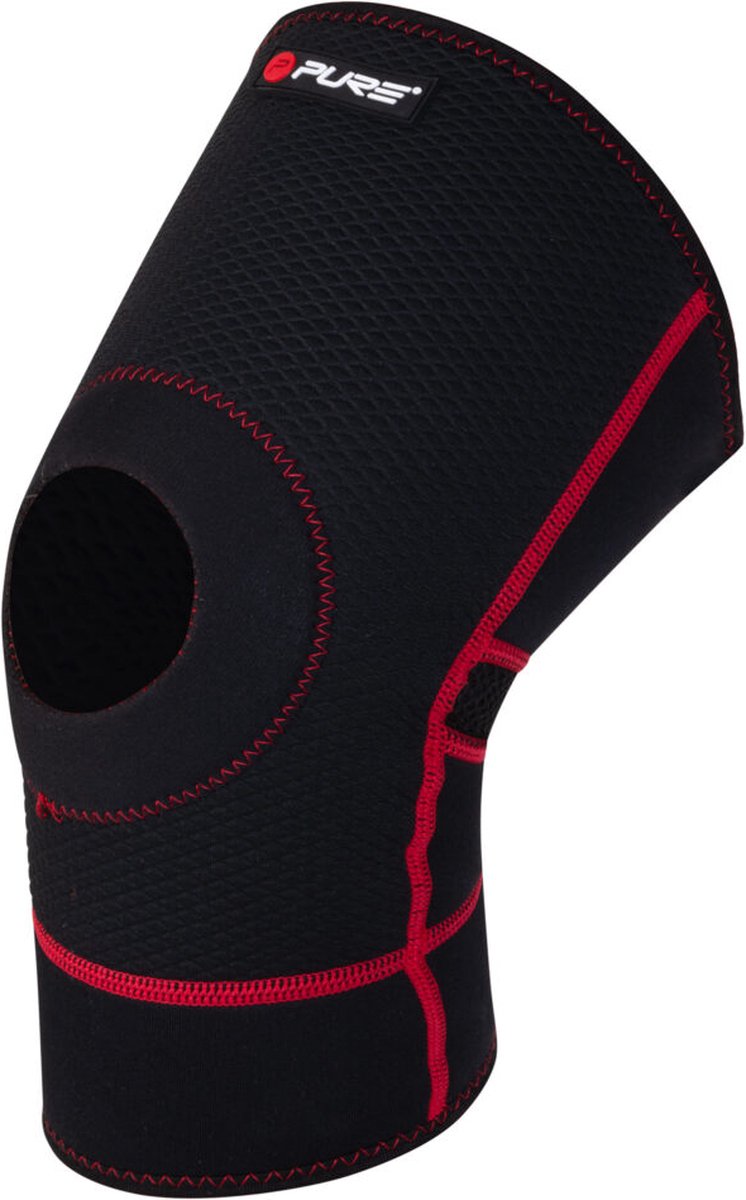 Pure 2 Improve Kniebrace met Patella Opening Neopreen - Zwart/Rood - Maat M - Unisex