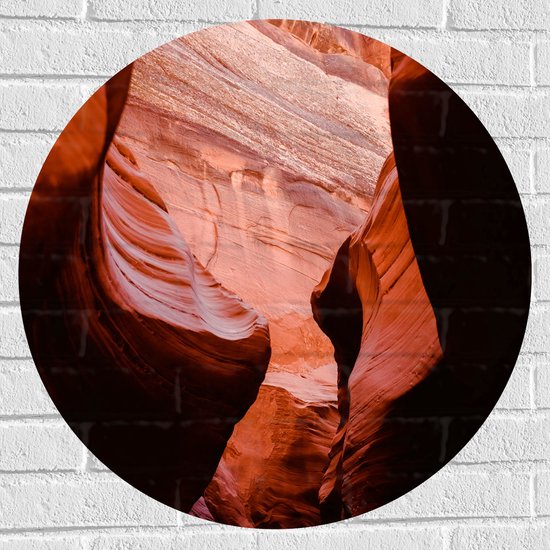 WallClassics - Muursticker Cirkel - Antelope Canyon Ravijn - 70x70 cm Foto op Muursticker