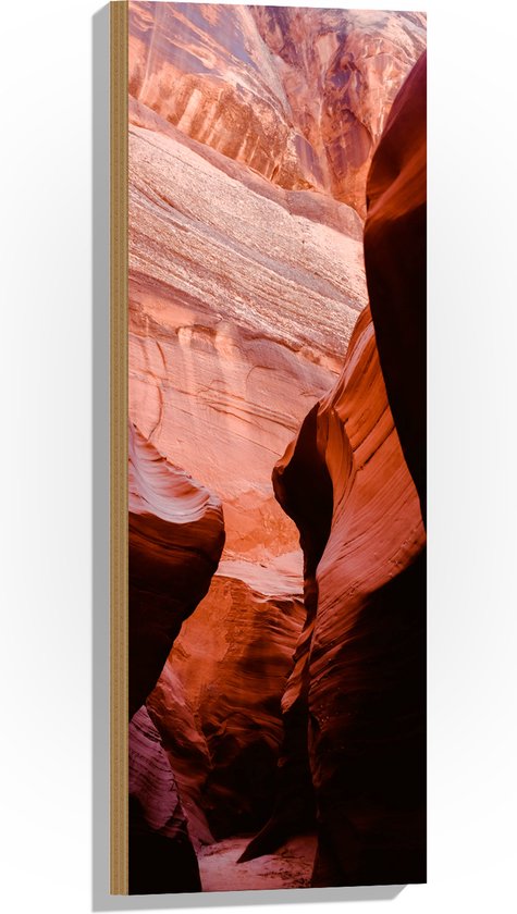 WallClassics - Hout - Antelope Canyon Ravijn - 30x90 cm - 12 mm dik - Foto op Hout (Met Ophangsysteem)