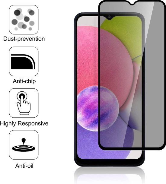 Protecteur d'écran en Glas - Protecteur d'écran en verre Tempered Glass de confidentialité anti- Spy Convient pour : Samsung Galaxy A12 5G - 3x