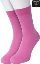 Bonnie Doon Basic Sokken Dames Roze maat 36/42 - 2 paar - Basis Katoenen Sok - Gladde Naden - Brede Boord - Uitstekend Draagcomfort - Perfecte Pasvorm - 2-pack - Multipack - Effen - Pink - OL834222.44