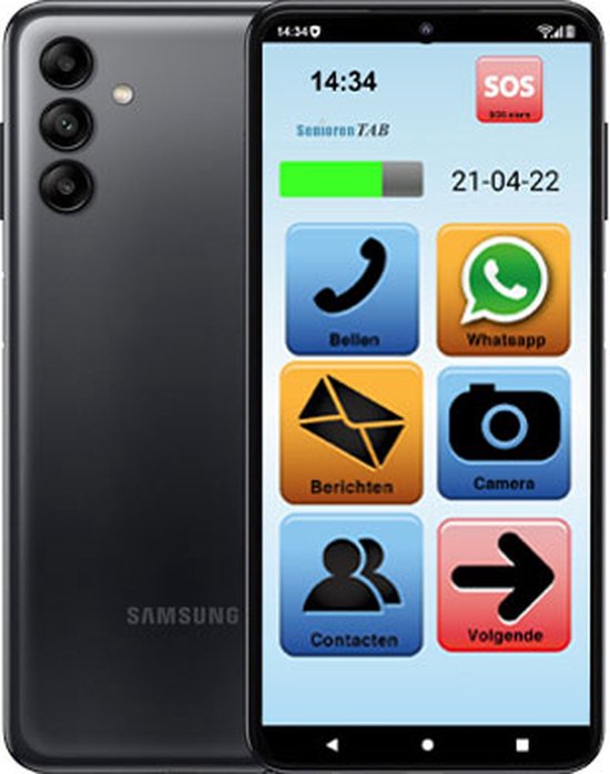 SeniorenTAB S604S - Smartphone voor Senioren - op basis van Samsung - 32gb - 6.5 inch scherm - Zwart