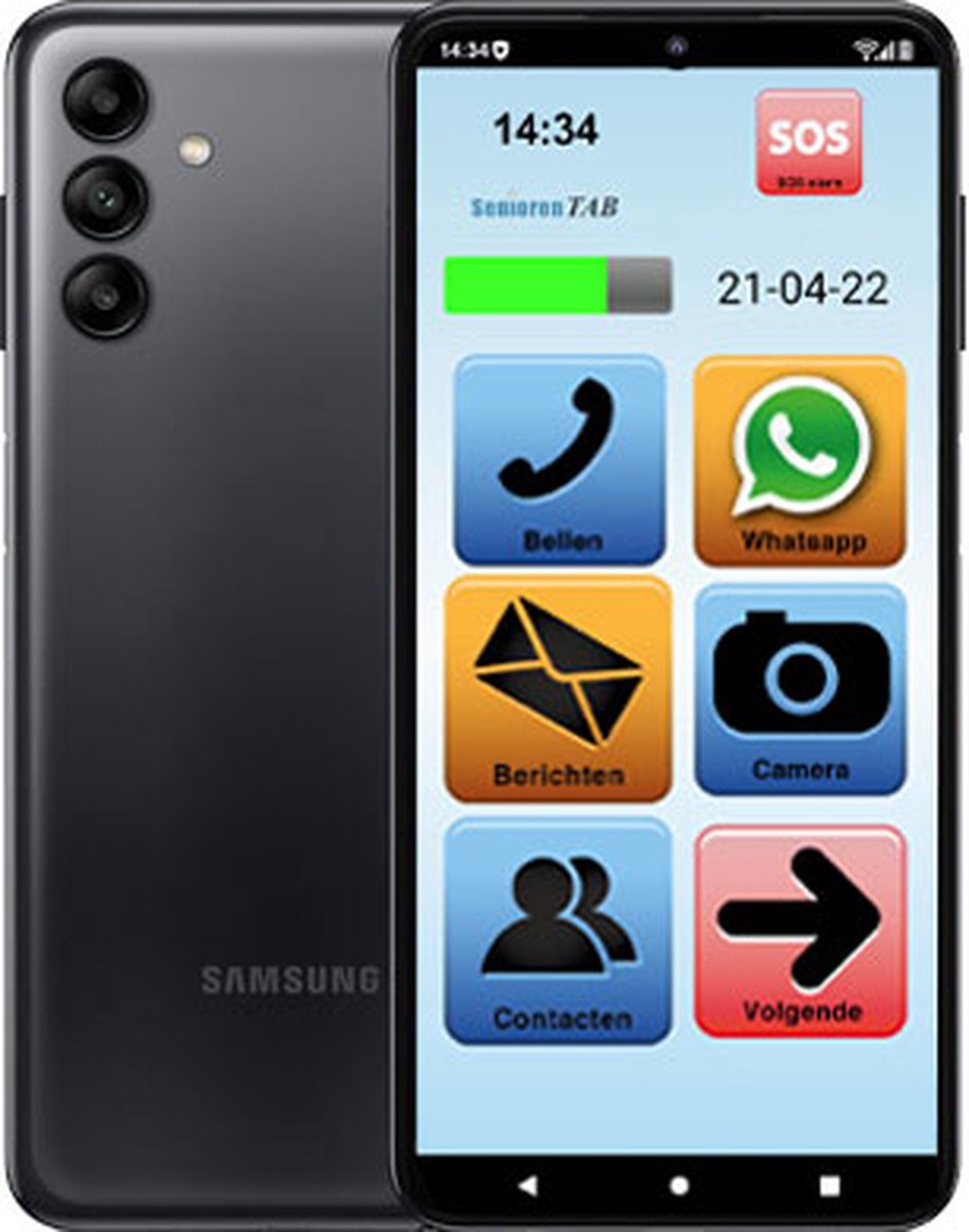 SeniorenTAB S604S - Senioren mobiele telefoon - op basis van Samsung - 32gb - 6.5 inch scherm - Zwart