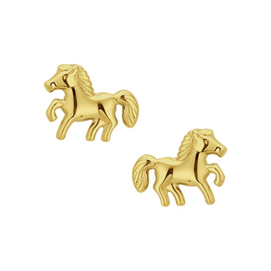 Schitterende 14K Gouden Oorknoppen Paard