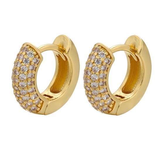 Jobo by Jet - Scott earrings - XS - Goud - Dames oorbellen - kleine ringetjes met diamantjes