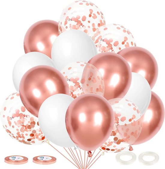 60 stuks Rose Goud Helium Ballonnen met Lint – Verjaardag Versiering -  Decoratie voor... | bol.com
