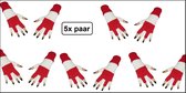 5x Paar vingerloze handschoen wit/rood Milano - Feest festival thema feest party optocht themafeest