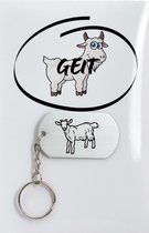 Porte-clés chèvre avec carte - Cadeau d'amant de chèvre - animaux - Joli cadeau à offrir à votre amoureux des animaux - 2,9 x 5,4 cm