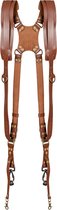 Double bandoulière réglable pour appareil photo - Harnais d'épaule en cuir - Accessoires de Photographie pour bandoulière d'appareil photo - Marron