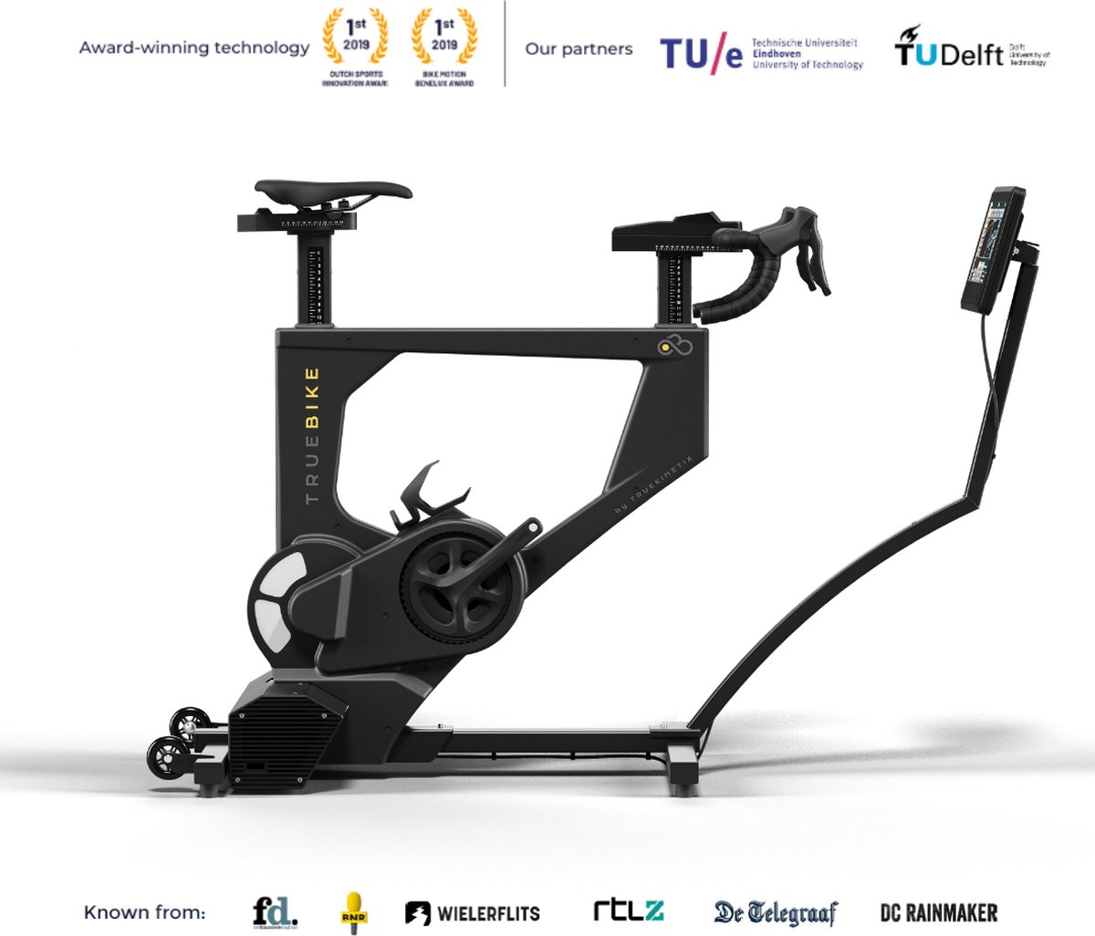 TrueKinetix TrueBike Stealth- Hometrainer - Spinningfiets / Cardio fiets voor thuis - Geautomatiseerde Weerstand - Verstelbaar - Zwift - Zwart