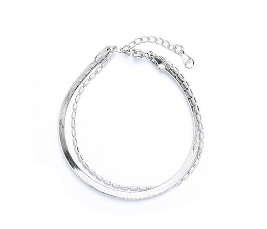 Armband - zilver plated 925 - dames - dubbele armband - cadeau voor vrouw - Liefs Jade