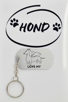 Porte-clés teckel avec carte - cadeau amoureux des chiens - animaux - Joli cadeau à offrir à votre amoureux des animaux - 2,9 x 5,4 cm