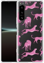 Sony Xperia 5 IV Hoesje Roze Cheeta's Designed by Cazy