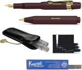 Kaweco - Coffret cadeau - stylos (6 pièces) - Trousse - Stylo plume Fine avec Clip - Stylo bille - Bordeaux - Cartouches d'encre - Recharges bille