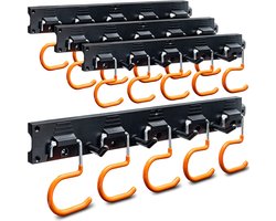 TURAKOS Houder voor tuingereedschap, 4 x 40 cm, wandhouder met anti-slip rubberen coating, tuingereedschap ophanging voor garage, gereedschapsschuur, kelder