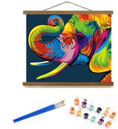 Schilderen Op Nummer - 40x50cm - Olifant - Multicolor- Acrylverf - Op te hangen canvas - Knutselen - meisjes - jongens - volwassenen - geschenkdoos