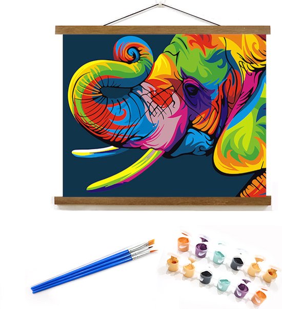 opwinding oriëntatie verkiezen Schilderen Op Nummer - 40x50cm - Olifant - Multicolor- Acrylverf - Op te  hangen canvas... | bol.com