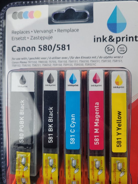 Inkt & print Canon 580/581 printer 5 delig - Black - Cyan - Magenta - | bol.com
