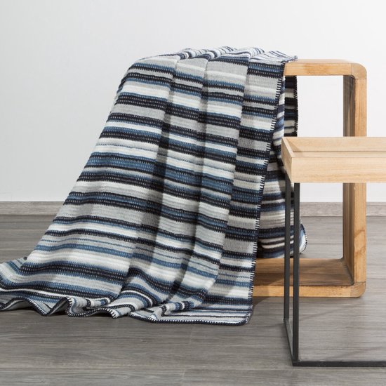 Oneiro's Luxe Plaid AMBER gris/bleu - 200 x 220 cm - séjour - intérieur - chambre - couverture - cosy - polaire - couvre-lit