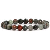 Bixorp Gems - Bracelet de pierres précieuses d'héliotrope africain - Bracelet de Bracelets de perles polies gris foncé et rouge tacheté - Minéraux - Pierre de sang africaine - Naturellement fabriqué