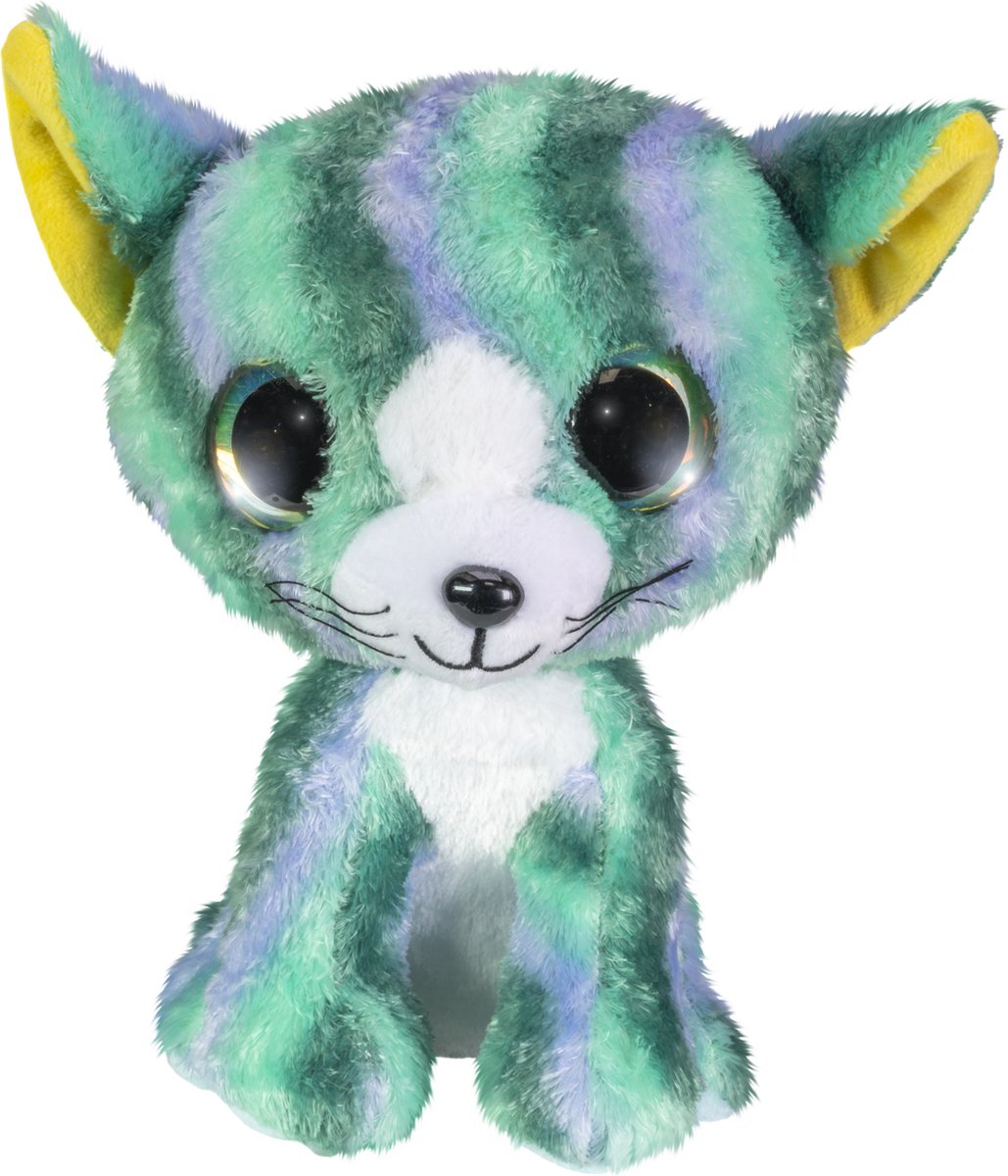 Tactic Lumo Stars - Pluche - Knuffelkat Clover - 24 cm - Zacht pluche - Grote ogen - Fins design - Eigen karakter - Inclusief app met spelletjes