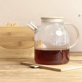 HOMLA Saffraan Thee- en Koffiepot met Bamboe Deksel - Pot voor hete vloeistoffen, kruidenbouillon - Minimalistisch design 1.8L glas