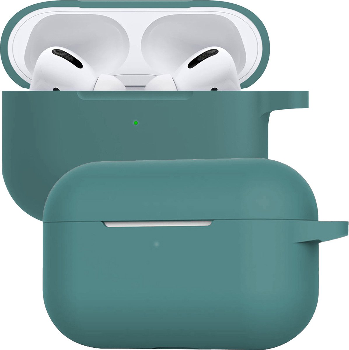 Case Geschikt voor Airpods Pro Hoesje Siliconen Hoes Cover - Hoes Geschikt voor Apple Airpods Pro Case Siliconen - Midnight Green