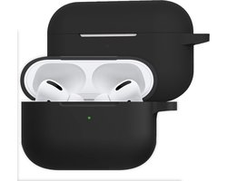 Hoesje Geschikt voor Apple AirPods Pro 2 - Siliconen Hoes met Clip - Silicone Case Cover - Zwart