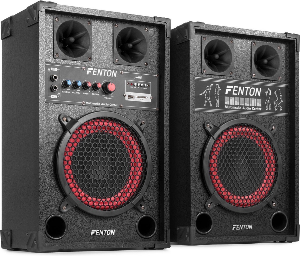Correspondent Fantasierijk streep Actieve speakerset - Fenton SPB-8 - 400W actieve speakers - 8 inch met o.a.  Bluetooth... | bol.com