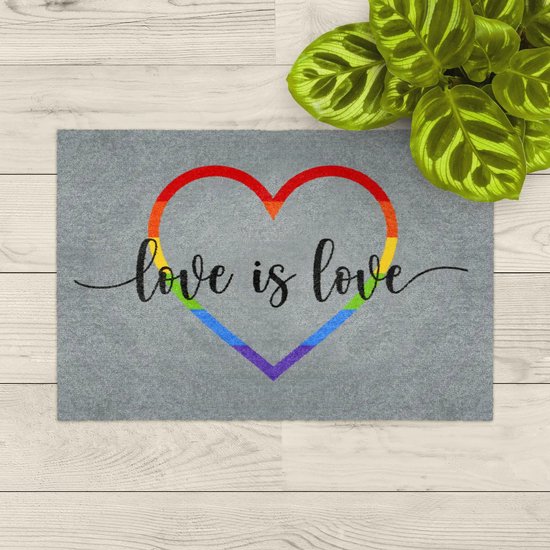 Deurmat hart love is love , pride . 50x75cm